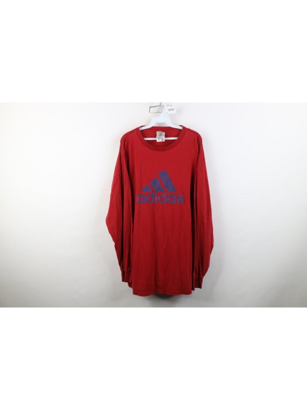 Vtg 90s Adidas Mens XL Faded Spell Out Jumbo Logo Long Sleeve T-Shirt Red USA